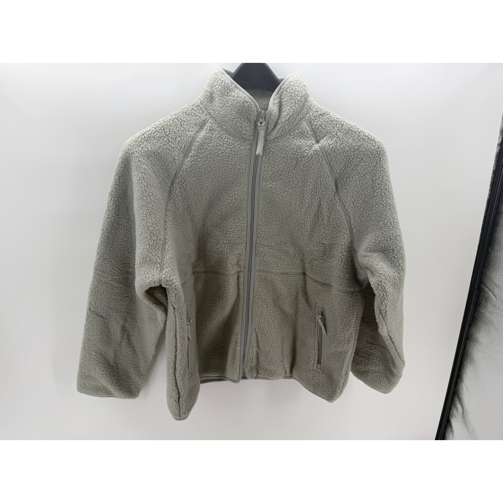 Unbranded Sherpa Fleece Jacket Womens Large Gray New Full Zip Mock Neck